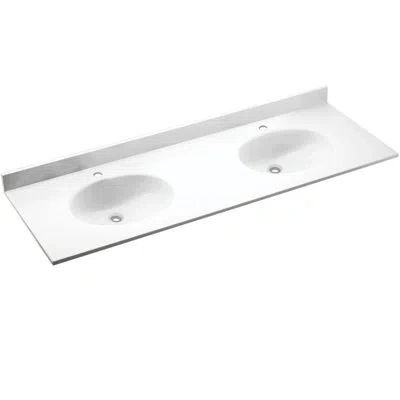 Swan Ellipse Solid Surface 61" Double Bathroom Vanity Top In Tahiti White