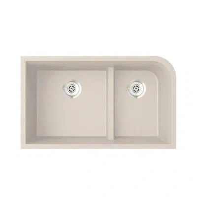 Swan Granite 32" L X 20" W Double Basin Undermount Kitchen Sink In Granito