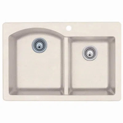 Swan Granite 33" X 22" Double Basin Drop-in Kitchen Sink In Granito