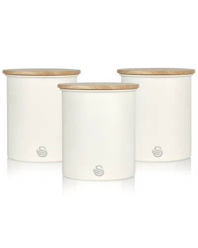 Swan Set Of 3 Nordic Canisters In White