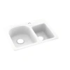 Swan Solid Surface 25" X 18" Double Basin Drop-in Kitchen Sink In White