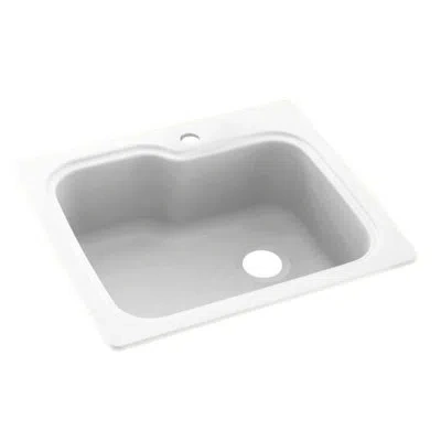 Swan Solid Surface 25" X 22" Drop-in Kitchen Sink In White