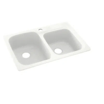 Swan Solid Surface 33" X 22" Double Basin Drop-in Kitchen Sink In Bisque