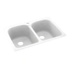Swan Solid Surface 33" X 22" Double Basin Drop-in Kitchen Sink In White