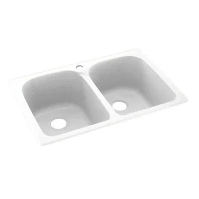 Swan Solid Surface 33" X 22" Double Basin Drop-in Kitchen Sink In White