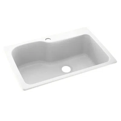 Swan Solid Surface 33" X 22" Drop-in Kitchen Sink In White