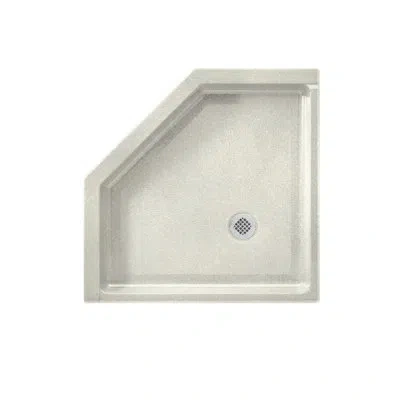 Swan Solid Surface 36" X 36" Neo-angle Triple Threshold Shower Base In Bisque