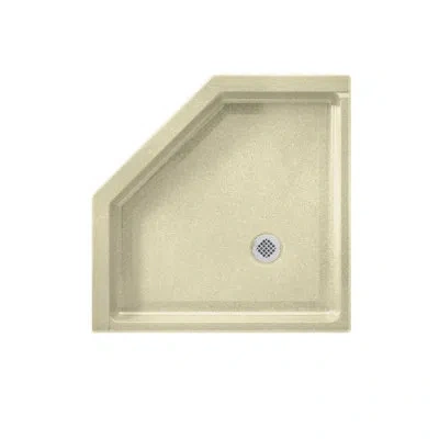 Swan Solid Surface 38" X 38" Neo-angle Triple Threshold Shower Base In Bone