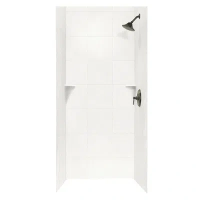 Swan Solid Surface 72.5" X 36" X 36" Three Panel Shower Wall In Tahiti White