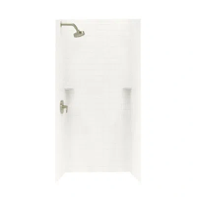 Swan Solid Surface 96" X 36" X 36" Three Panel Shower Wall In Bisque