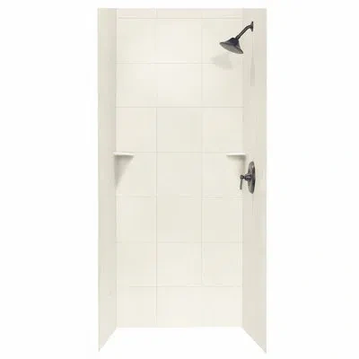 Swan Solid Surface 96" X 36" X 36" Three Panel Shower Wall In Bisque