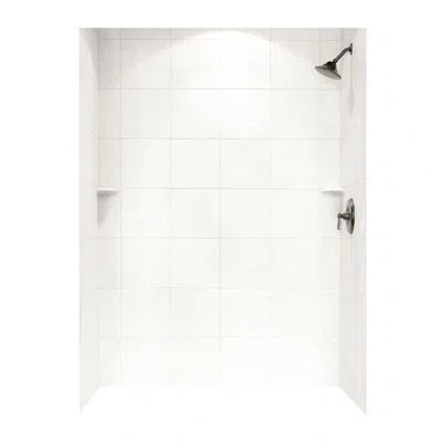 Swan Solid Surface 96" X 62" X 36" Three Panel Shower Wall In Tahiti White