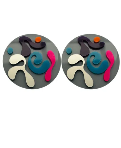 Swanky Designs 3d Circle Studs In Gray