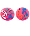 Swanky Designs 3d Circle Studs In Pink
