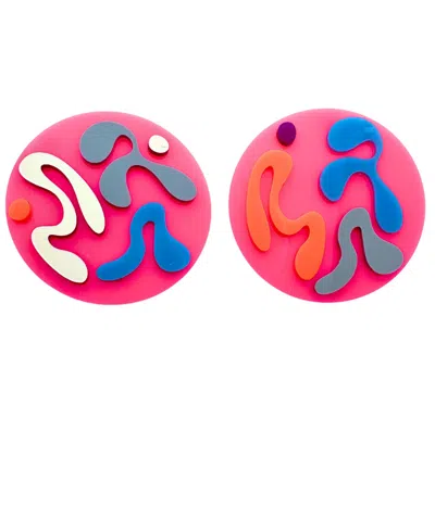 Swanky Designs 3d Circle Studs In Pink