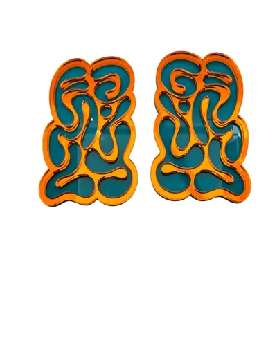 Swanky Designs 3d Cutout Studs In Orange