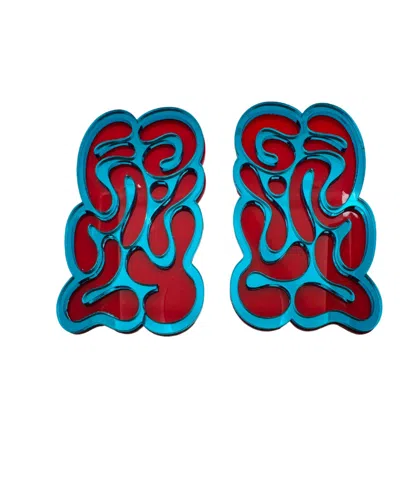 Swanky Designs 3d Cutout Studs In Teal