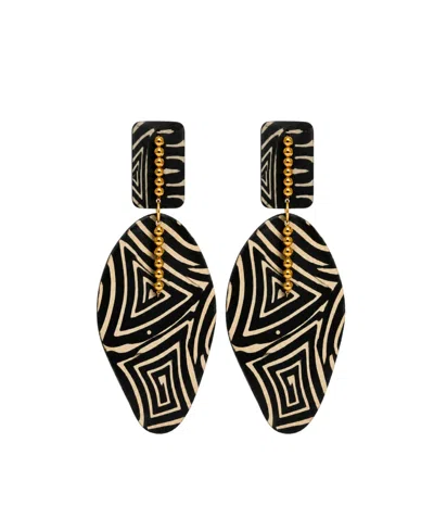 Swanky Designs Adana Statement Earrings In Black