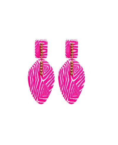Swanky Designs Adana Statement Earrings In Fuchsia