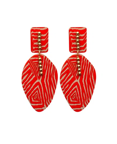 Swanky Designs Adana Statement Earrings In Orange