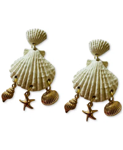 Swanky Designs Alayna Mini Shell Earrings In White