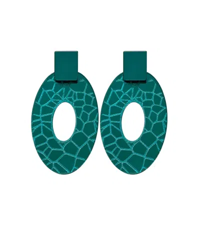 Swanky Designs Amani Mirror Lightweight Acrylic Statement Earrings In Teal