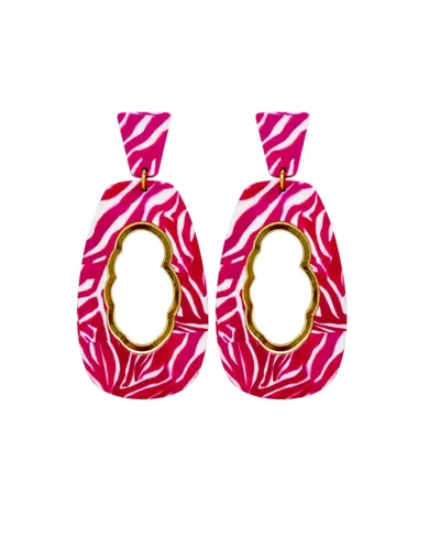 Swanky Designs Annik Dangle Artistic Statement Earrings In Multi Pink