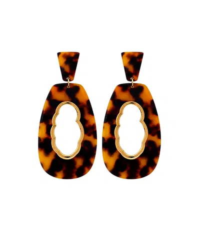 Swanky Designs Annik Dangle Artistic Statement Earrings In Tortoise