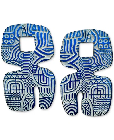 Swanky Designs Asha Geometric Earrings In Blue
