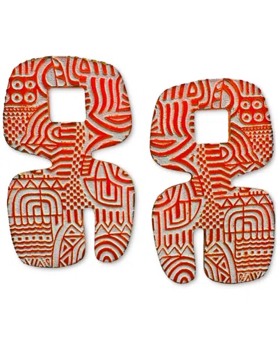 Swanky Designs Asha Geometric Earrings In Orange