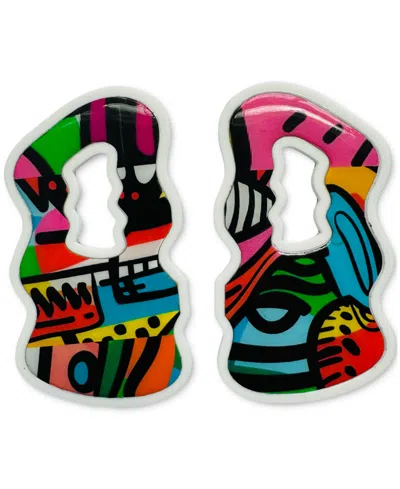 Swanky Designs Bold Shapes Drop Earrings In White