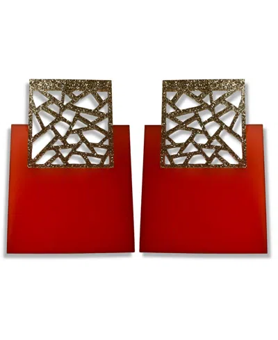 Swanky Designs Bridget Deco Drop Earrings In Orange