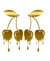 Swanky Designs Cherry Dangle Earrings In Mirror Gold