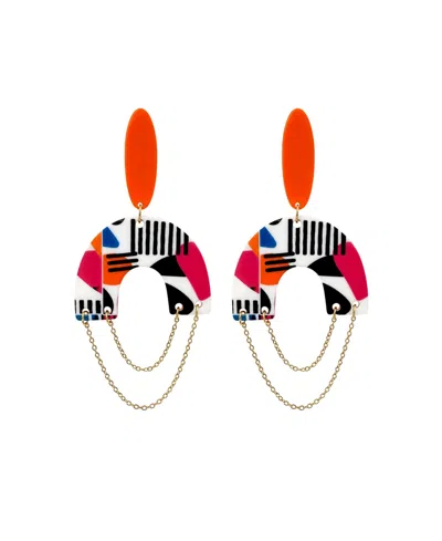 Swanky Designs Destinee Statement Earrings In Orange