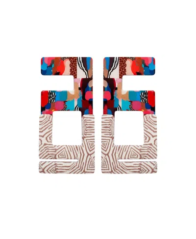 Swanky Designs Dream Ii Mini Artistic Statement Earrings In Multi,brown
