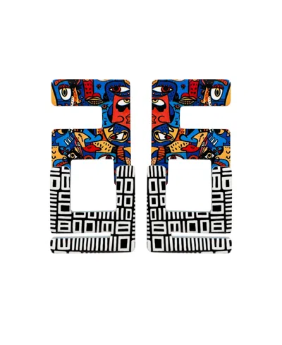 Swanky Designs Dream Ii Mini Artistic Statement Earrings In Multi,white