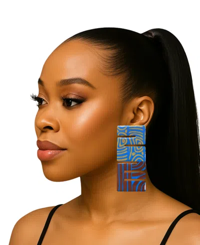 Swanky Designs Dream Mini's Geometric Statement Earrings In Blue
