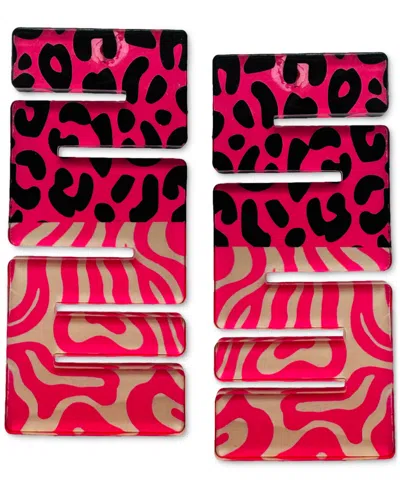 Swanky Designs Dream Mini's Geometric Statement Earrings In Pink