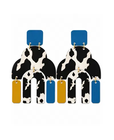 Swanky Designs Esme Dangle Statement Earrings In Blue