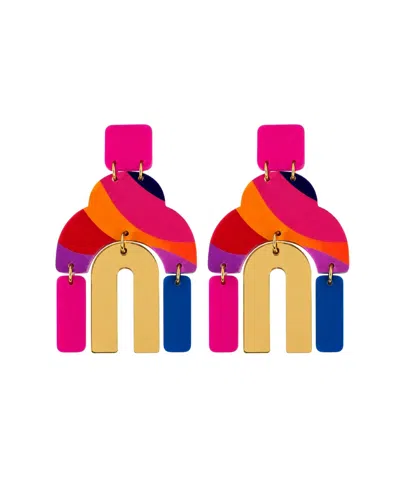 Swanky Designs Esme Dangle Statement Earrings In Fuchsia