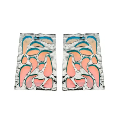 Swanky Designs Geometric Cutout Studs In Iridescent