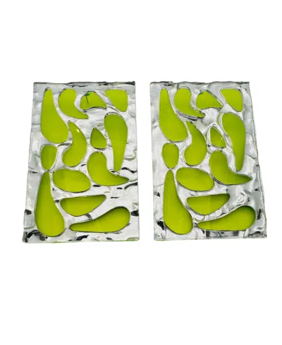Swanky Designs Geometric Cutout Studs In Neon Green