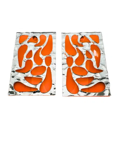 Swanky Designs Geometric Cutout Studs In Neon Orange