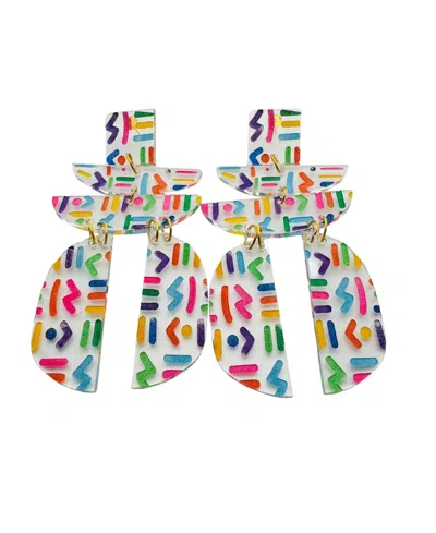 Swanky Designs Geometric Dangle Earrings In Multi