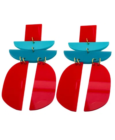 Swanky Designs Geometric Dangle Earrings In Red