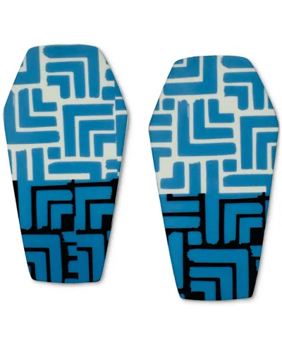 Swanky Designs Geometric Gemma Stud Earrings In Blue