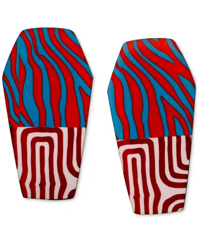 Swanky Designs Geometric Gemma Stud Earrings In Red