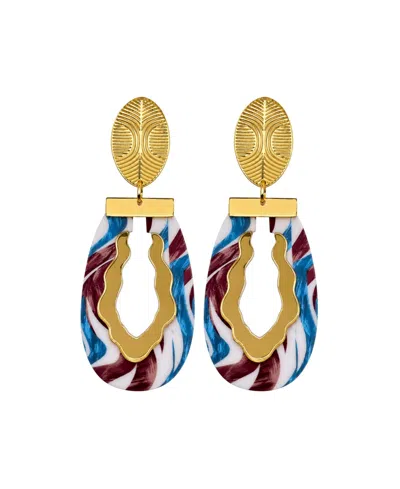 Swanky Designs Gianna Contemporary Statement Earrings In Beige