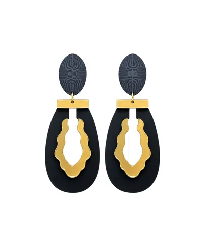 Swanky Designs Gianna Contemporary Statement Earrings In Black