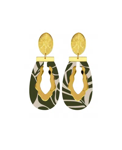 Swanky Designs Gianna Contemporary Statement Earrings In Green